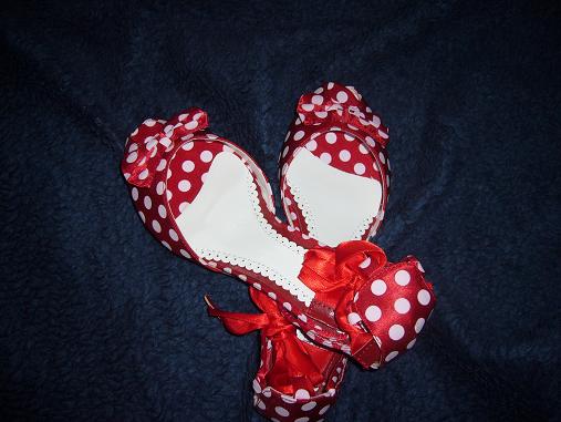 balerínky s otevřenou špičkou a mašličkou okolo kotníku - 37 - červená