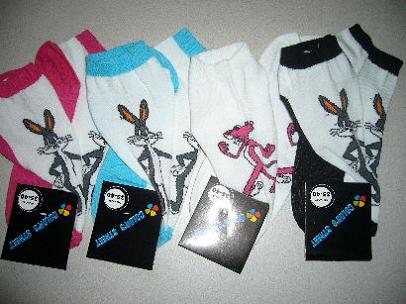 kotníčkové ponožky s obrázkem - 35 - 40 - černá s růžovým panterem