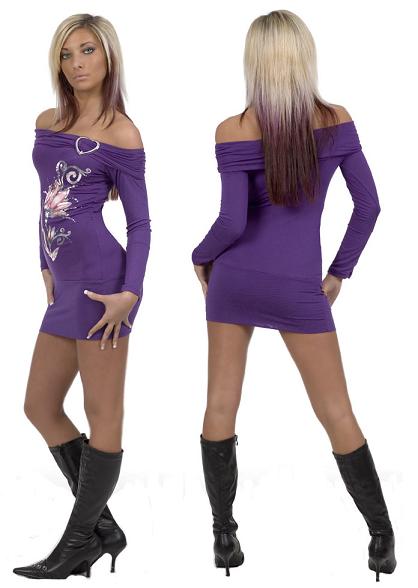 sexy minišaty - S/M - fialová