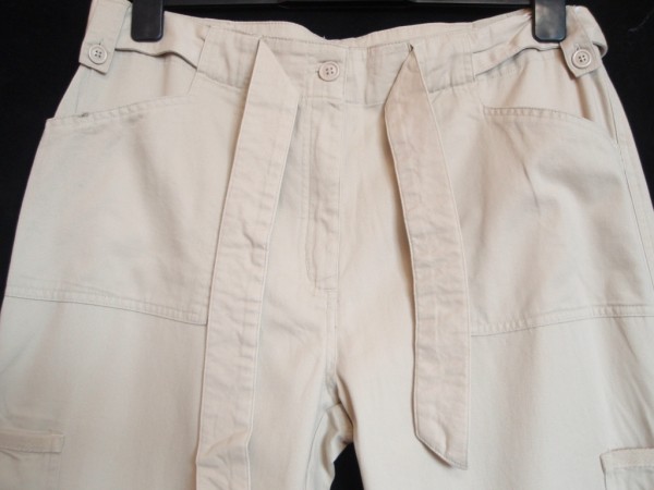 plátěné kalhoty s kapsami - 40 - béžová