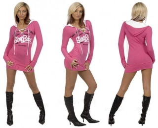 sexy minišaty s kapucou - univ. - růžová